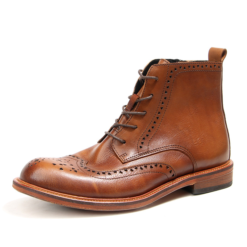 Vintage Fashion Online - Vintage Mensข้อเท้ารองเท้าเชลซีหรูหราของแท้หนัง 2025 ฤดูใบไม้ผลิกลางแจ้งสไตล์อังกฤษแฟชั่นBroguesธุรกิจรองเท้าชาย