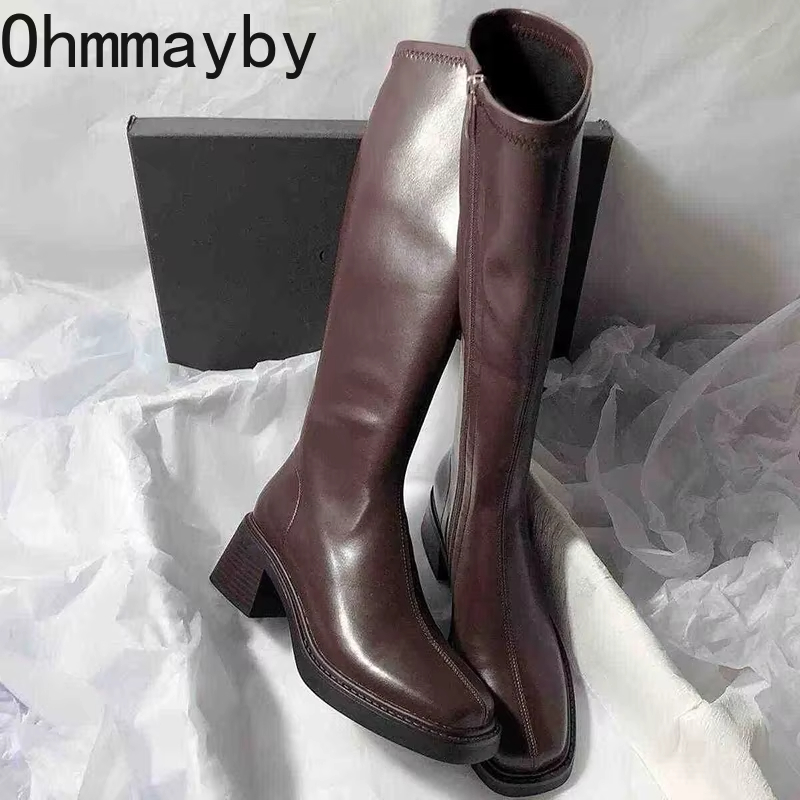 Vintage ส้นหนาผู้หญิงเข่ารองเท - Vintage Fashion Online บทวิจารณ์และราคา