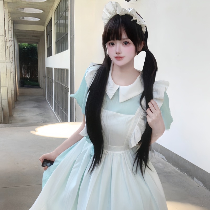 ชุดแม่บ้านสีชมพูขาวยาวพร้อมปกค - Vintage Fashion Dresses บทวิจารณ์และราคา
