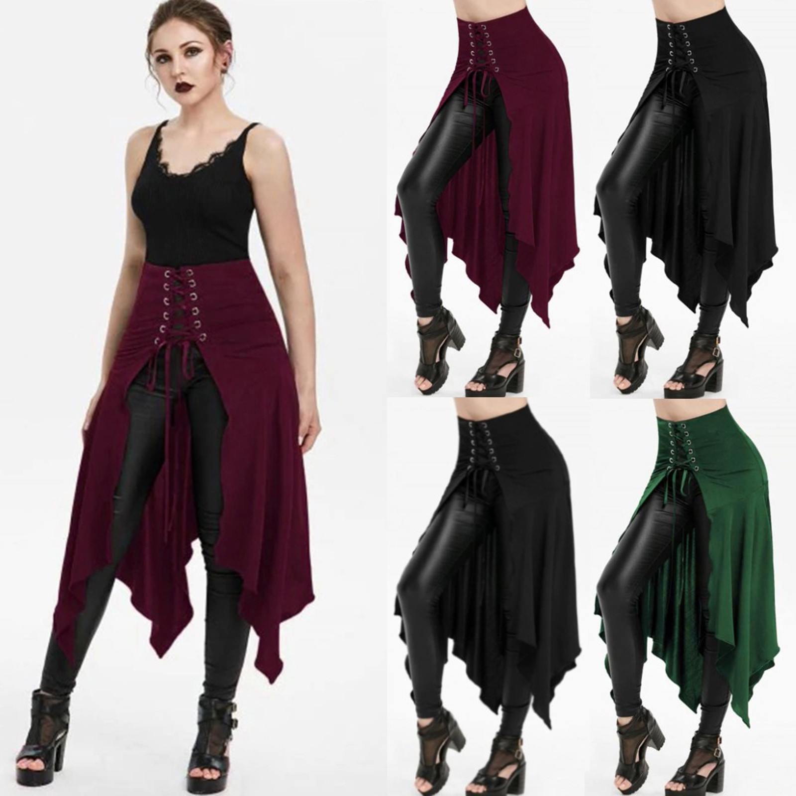 Gothic กระโปรงสีดํายุคกลางวินเ - Vintage Fashion Dresses บทวิจารณ์และราคา